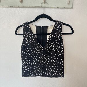 Alice + Olivia Black Floral Crop Top